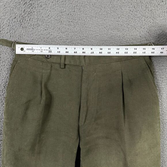 Anglo Italian Pants Mens 31x29 Green Slim Brushed Twill Chino Side Adjusters - Picture 8 of 13